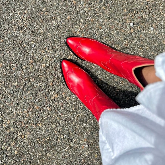 Free People Shoes - NWOT Alohas Liberty Red Tall Leather Cowboy Boots
